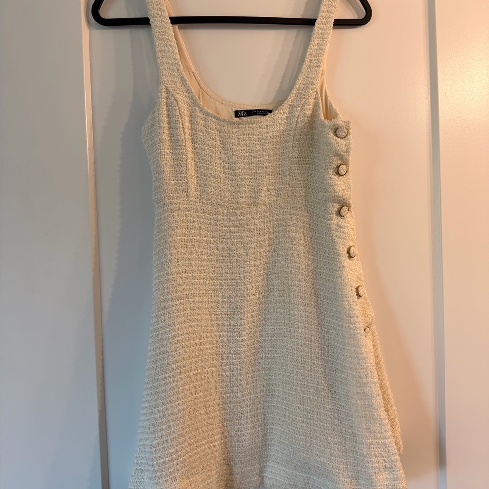 Zara Cream Textured Dress